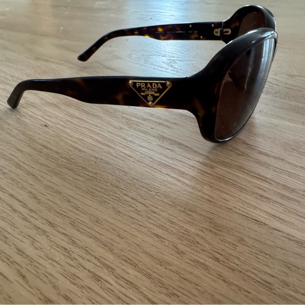 Prada Brown Sunglasses Oversized Wraparound Style